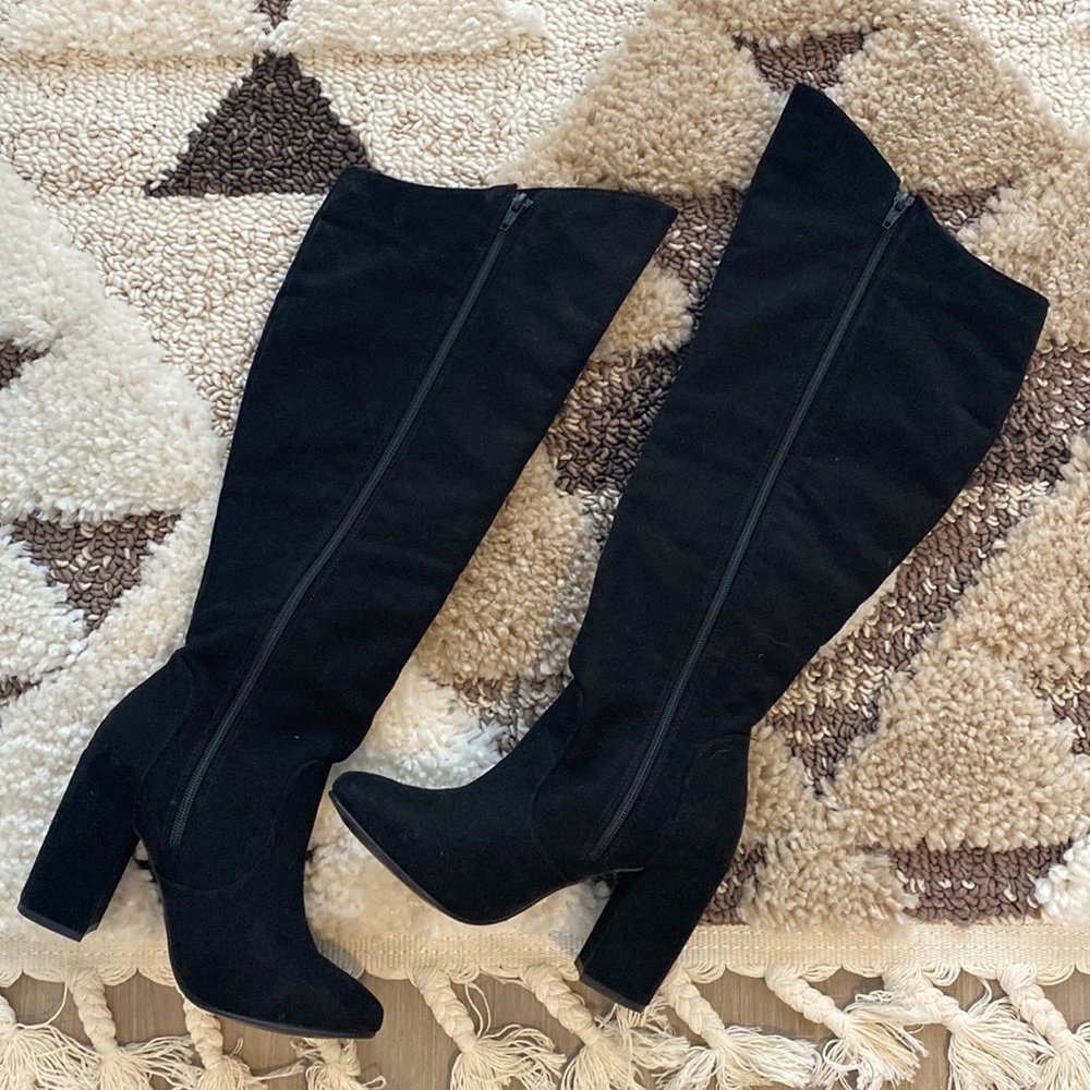 Black Velvet knee high boots